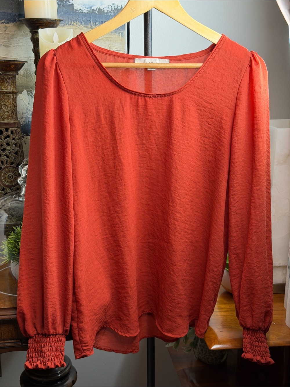 LOFT Burnt Orange Long-Sleeve Blouse